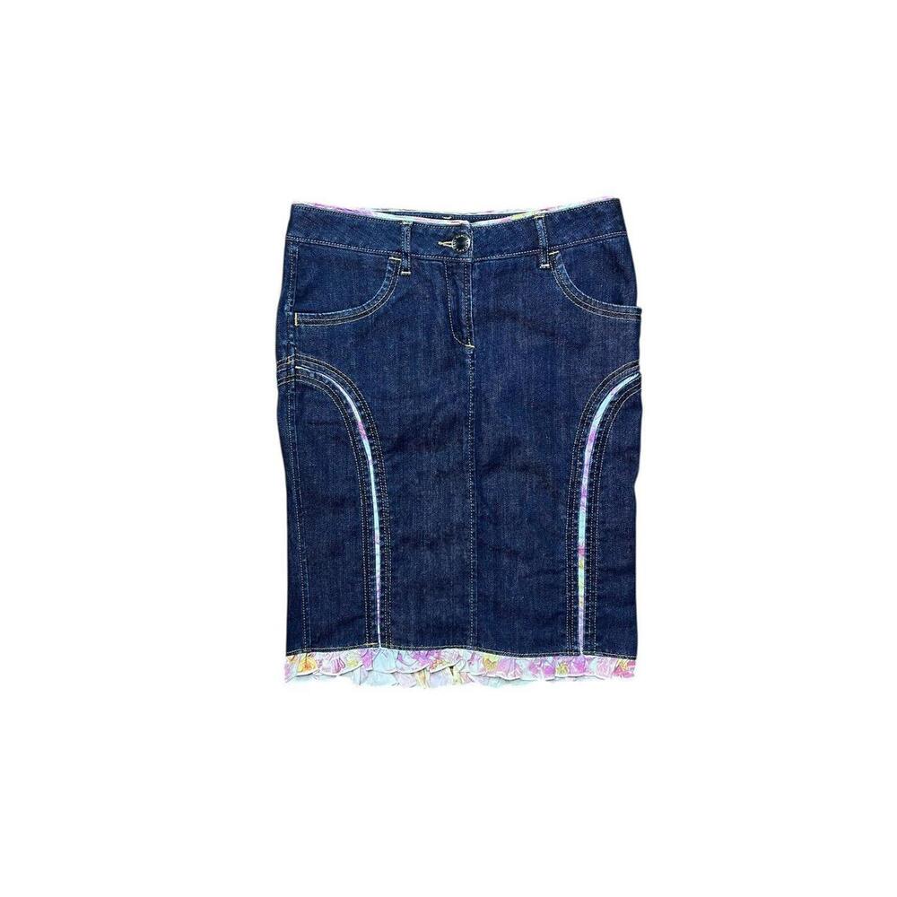 Jean Paul Gaultier Jeans Floral Trim Denim Skirt Y2K